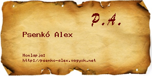 Psenkó Alex névjegykártya